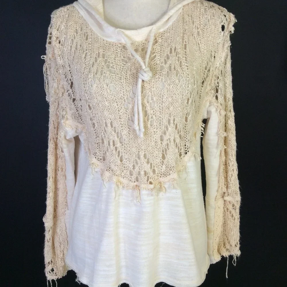 WEST Coast By T&S Womens Top Size XL Beige Hooded - Picture 1 of 12